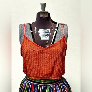 Orange mesh crop tank, Cotton: On, (M)